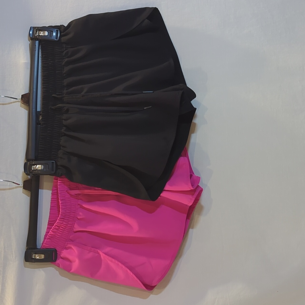 90 Degree Girls L 12 Tulip Athletic Shorts With Liner, Pink And Black Set